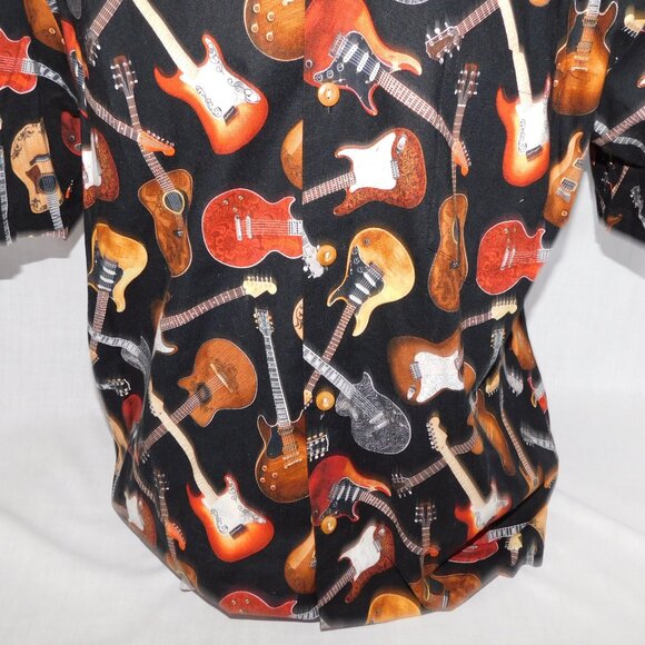 Paradise Found Mens L Acoustic Electric Guitars Allover Print Hawaiian Shirt - Picture 3 of 13